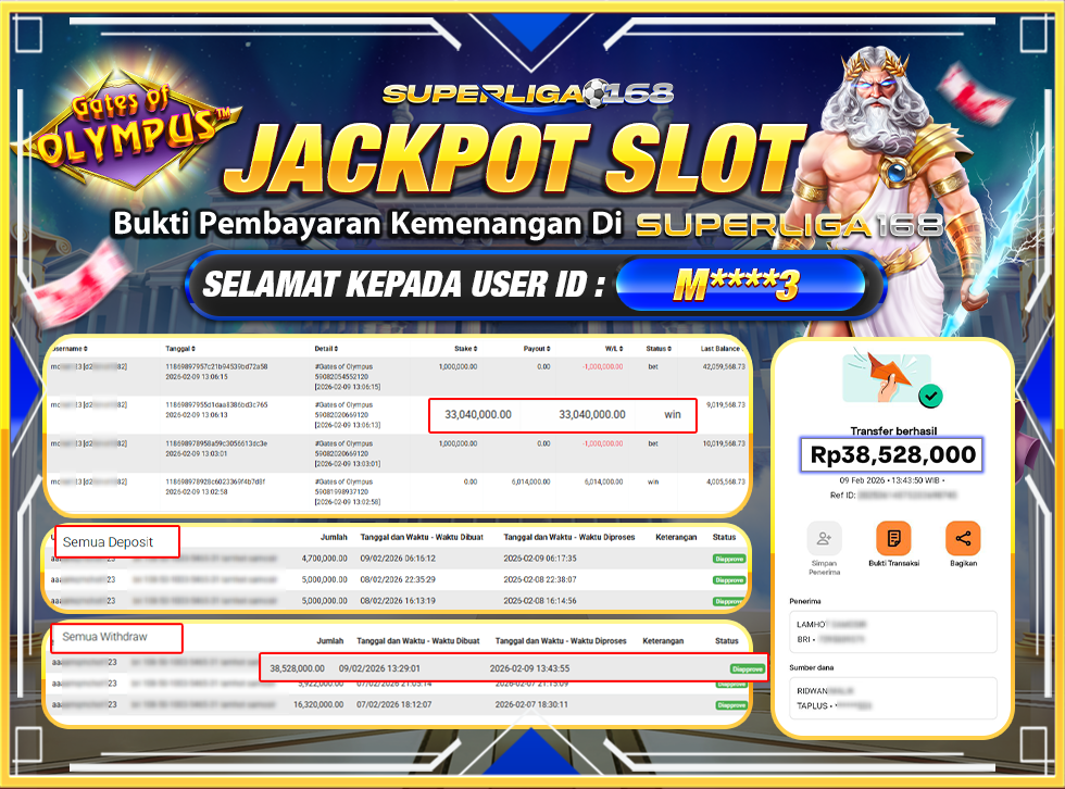 SUPERLIGA168 GATES OF OLYMPUS Rp.38,528,000LUNASSS